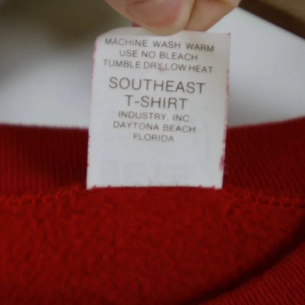 Vintage 80s Arkansas Razorbacks Sweatshirt Large Red Cotton Blend Raglan NCAA - Picture 4 of 14